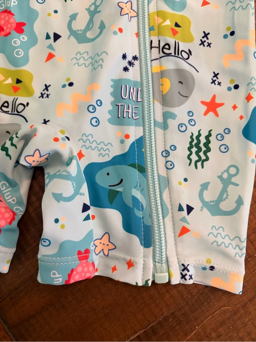 2 Baby Girl Swim Outfits - Long Sleeves Snap Leg Closure Zip Rash-guards 12-18M